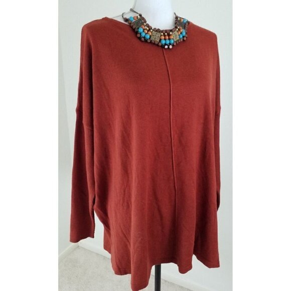 Style&co Woman~Plus Sz 1X~Seamed Dark Orange  Boat-Neck Rich Auburn Tunic NWT$56 - Picture 12 of 12